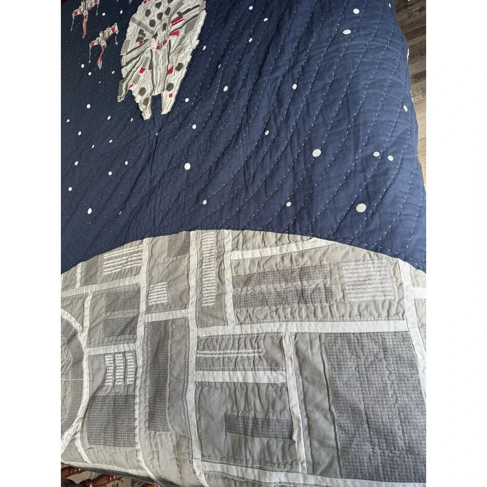 Pottery Barn Kids Star Wars Millennium Falcon Death Star Quilt 84x65 TWIN